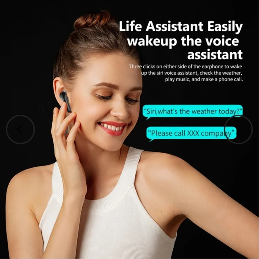 (001)Wireless Bluetooth Earbuds with Charging Case - Black
